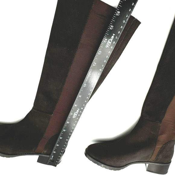 DONALD J PILNER Womens size 6 Brown Boxer Suede Leather Tall Chunky Riding Boots - Picture 7 of 8